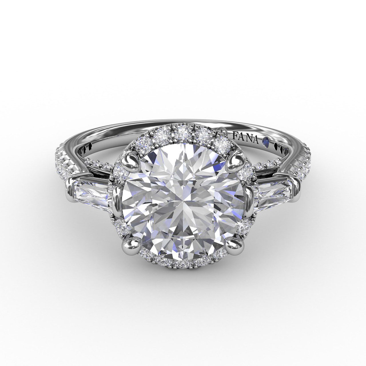2.76 carat Round Lab Diamond Three-Stone Engagement Ring | Lauren B Jewelry